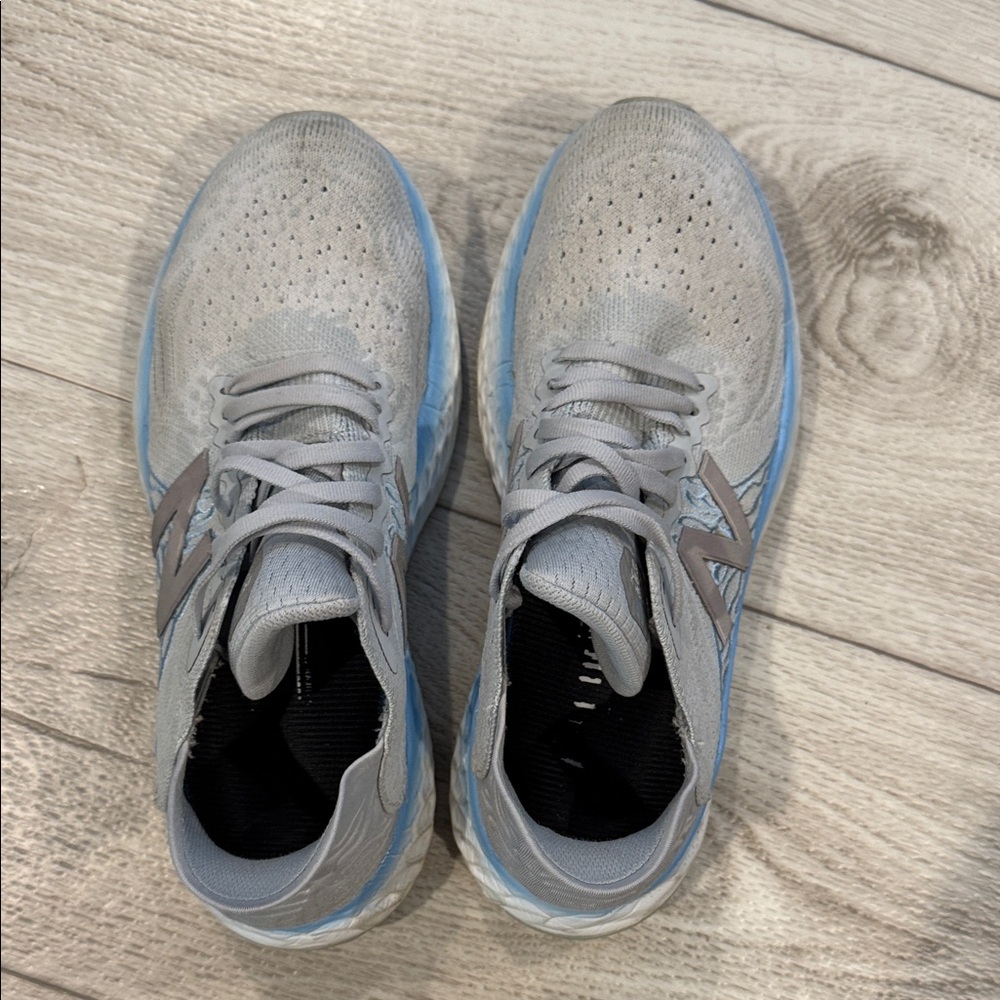 New Balance Light Gray and Sky Blue Running Shoes